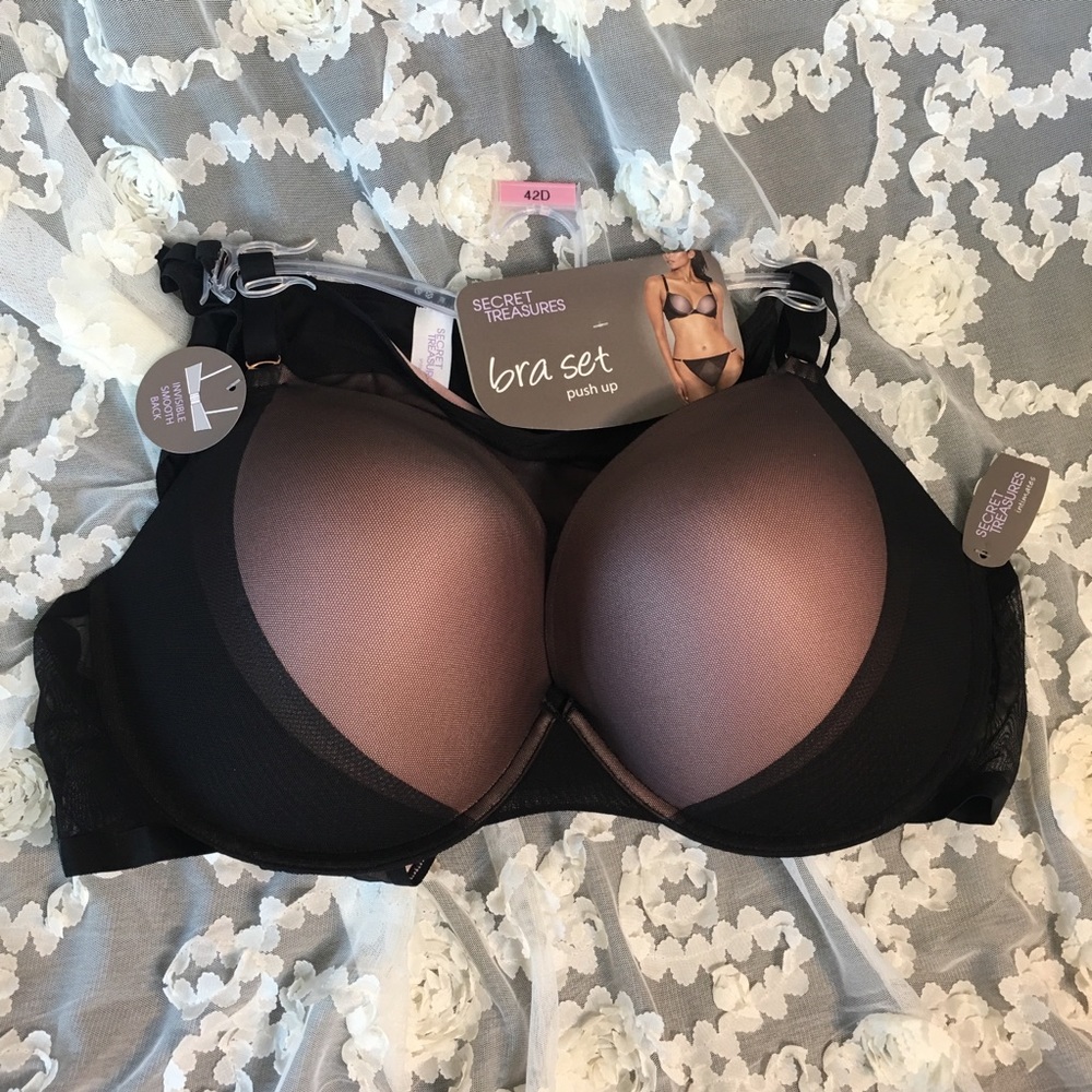 BLACK Tuxedo PUSH UP BRA & PANTY SET SMOOTH BACK